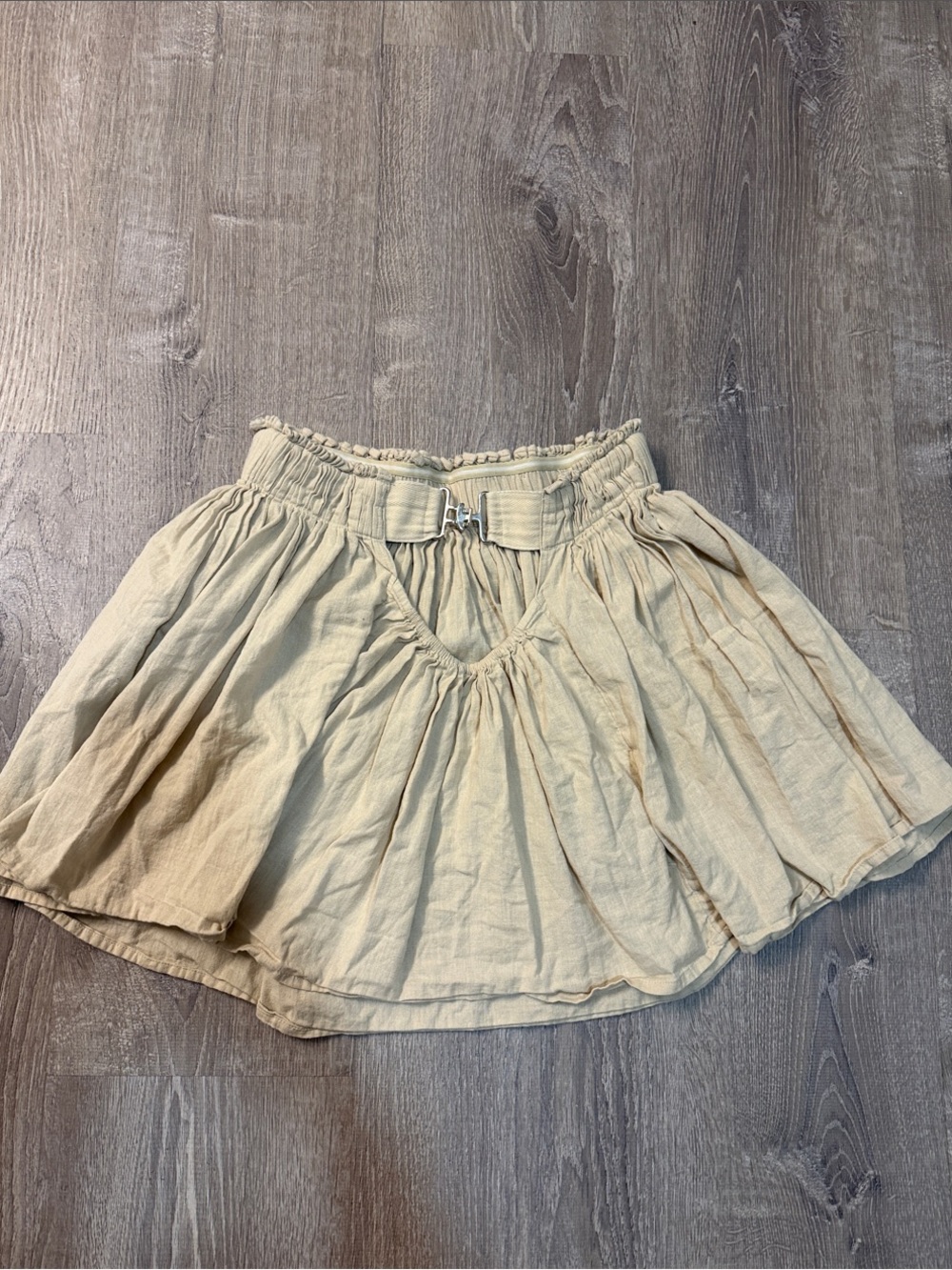 Free People Beige Linen Blend Open Back Keyhole Mini Skirt XS - Picture 3 of 5